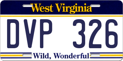 WV license plate DVP326