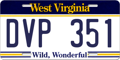 WV license plate DVP351