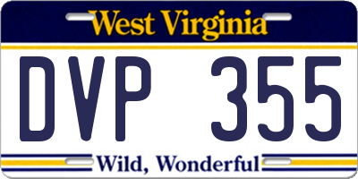 WV license plate DVP355