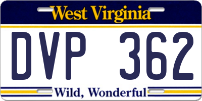 WV license plate DVP362
