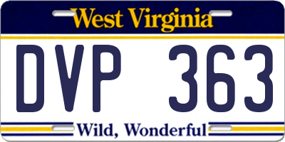 WV license plate DVP363