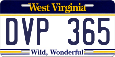 WV license plate DVP365