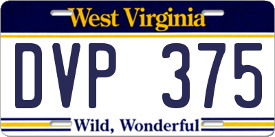 WV license plate DVP375