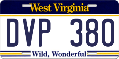 WV license plate DVP380
