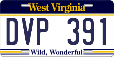 WV license plate DVP391
