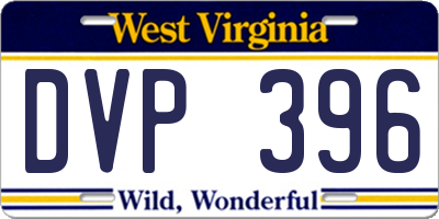 WV license plate DVP396