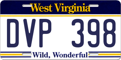WV license plate DVP398
