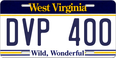 WV license plate DVP400