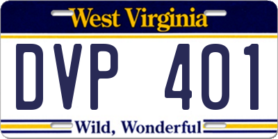 WV license plate DVP401