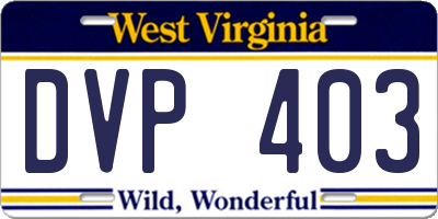 WV license plate DVP403