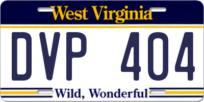 WV license plate DVP404