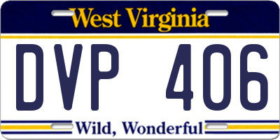 WV license plate DVP406