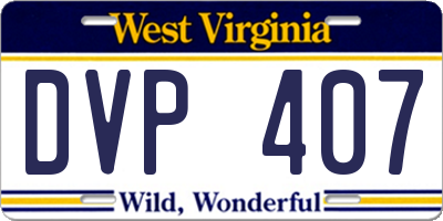 WV license plate DVP407