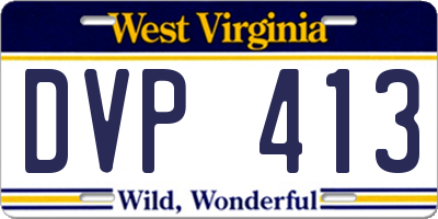 WV license plate DVP413