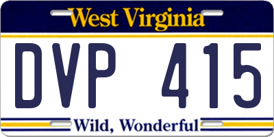 WV license plate DVP415