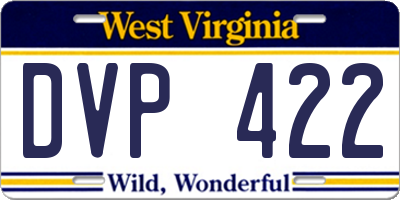 WV license plate DVP422