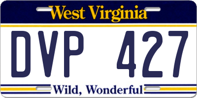 WV license plate DVP427