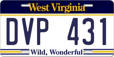 WV license plate DVP431