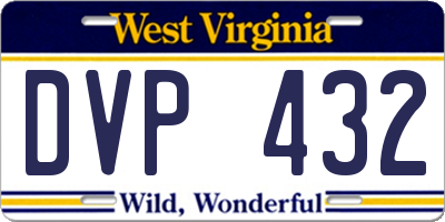 WV license plate DVP432
