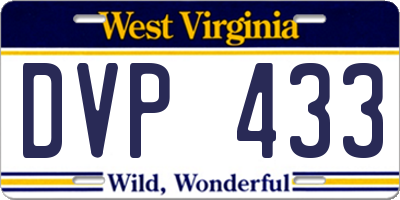 WV license plate DVP433