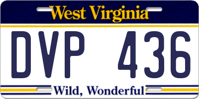 WV license plate DVP436
