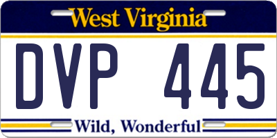 WV license plate DVP445