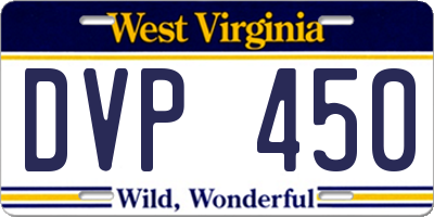 WV license plate DVP450