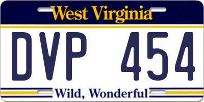 WV license plate DVP454