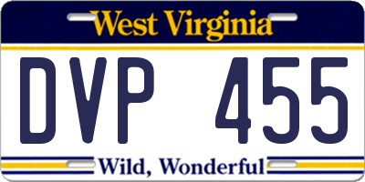 WV license plate DVP455