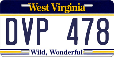 WV license plate DVP478