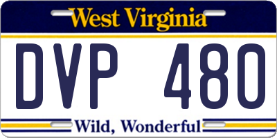 WV license plate DVP480