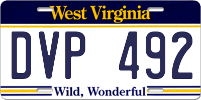 WV license plate DVP492