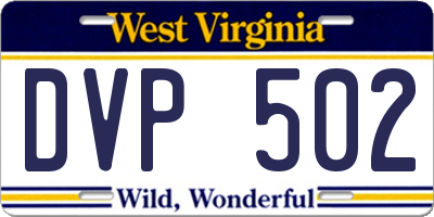 WV license plate DVP502