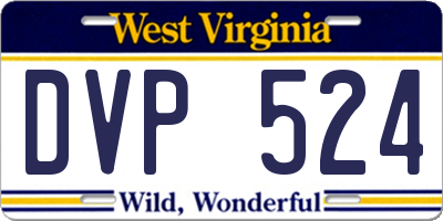 WV license plate DVP524