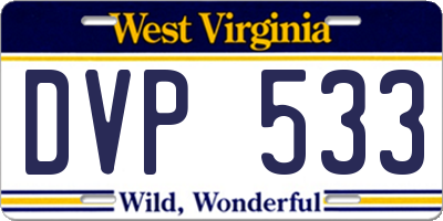 WV license plate DVP533