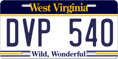 WV license plate DVP540