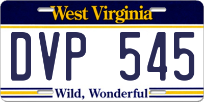 WV license plate DVP545