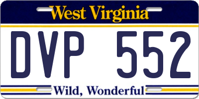 WV license plate DVP552