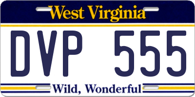 WV license plate DVP555