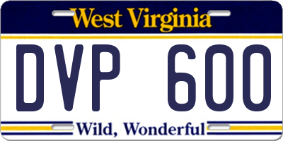 WV license plate DVP600