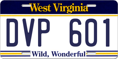 WV license plate DVP601