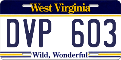 WV license plate DVP603