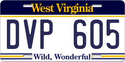WV license plate DVP605