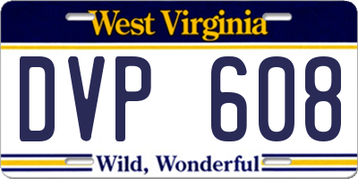 WV license plate DVP608
