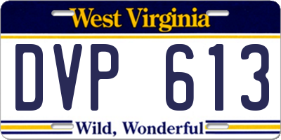 WV license plate DVP613