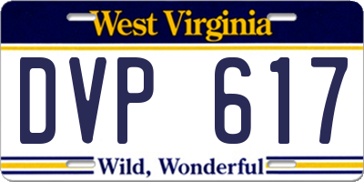WV license plate DVP617