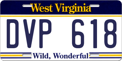 WV license plate DVP618