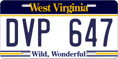 WV license plate DVP647