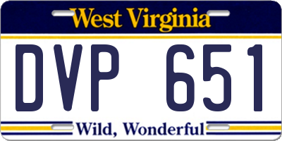 WV license plate DVP651
