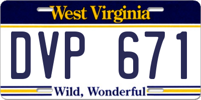 WV license plate DVP671